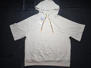 Pride Oat Heather Short Sleeve Hoodie Pullover Kangaroo Pocket